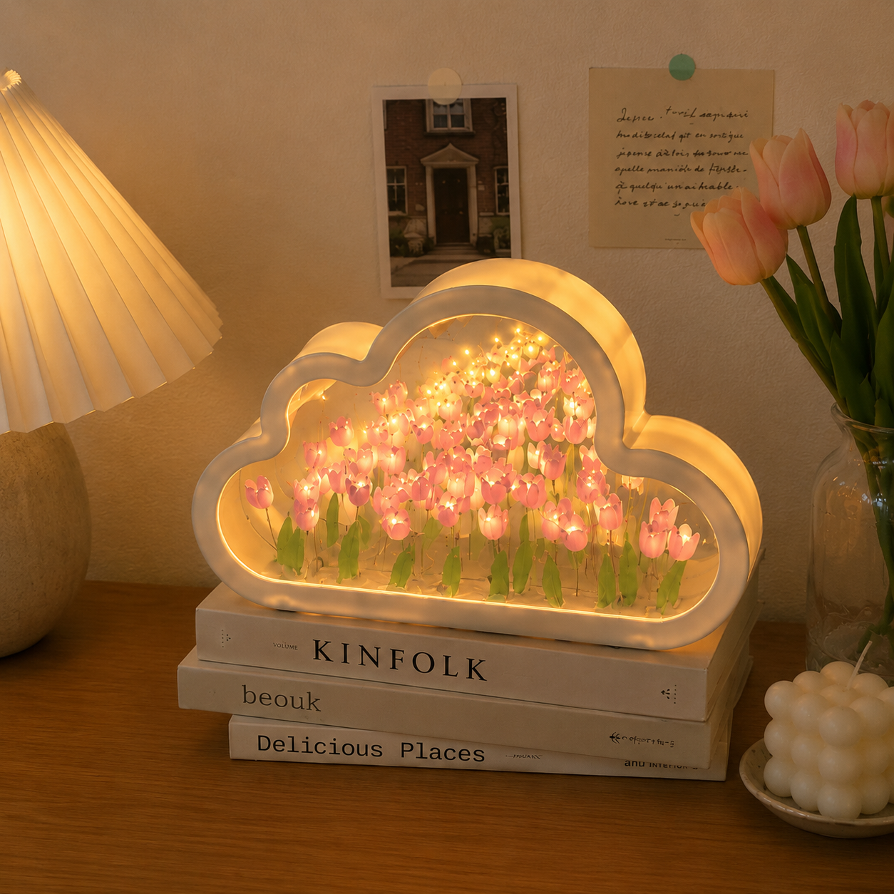 Hidden Bloom Cloud - 2-in-1 Mirror Tulip Night Lamp
