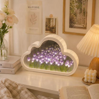 Hidden Bloom Cloud - 2-in-1 Mirror Tulip Night Lamp