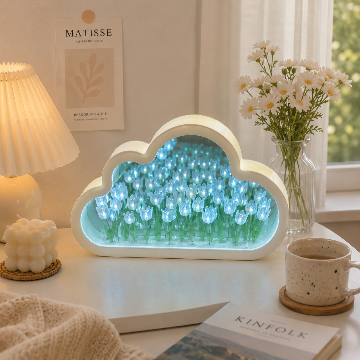 Hidden Bloom Cloud - 2-in-1 Mirror Tulip Night Lamp